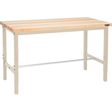Global Industrial 48 x 30 Adjustable Height Workbench Square Tube Leg, Maple Square Edge Tan 606982TN